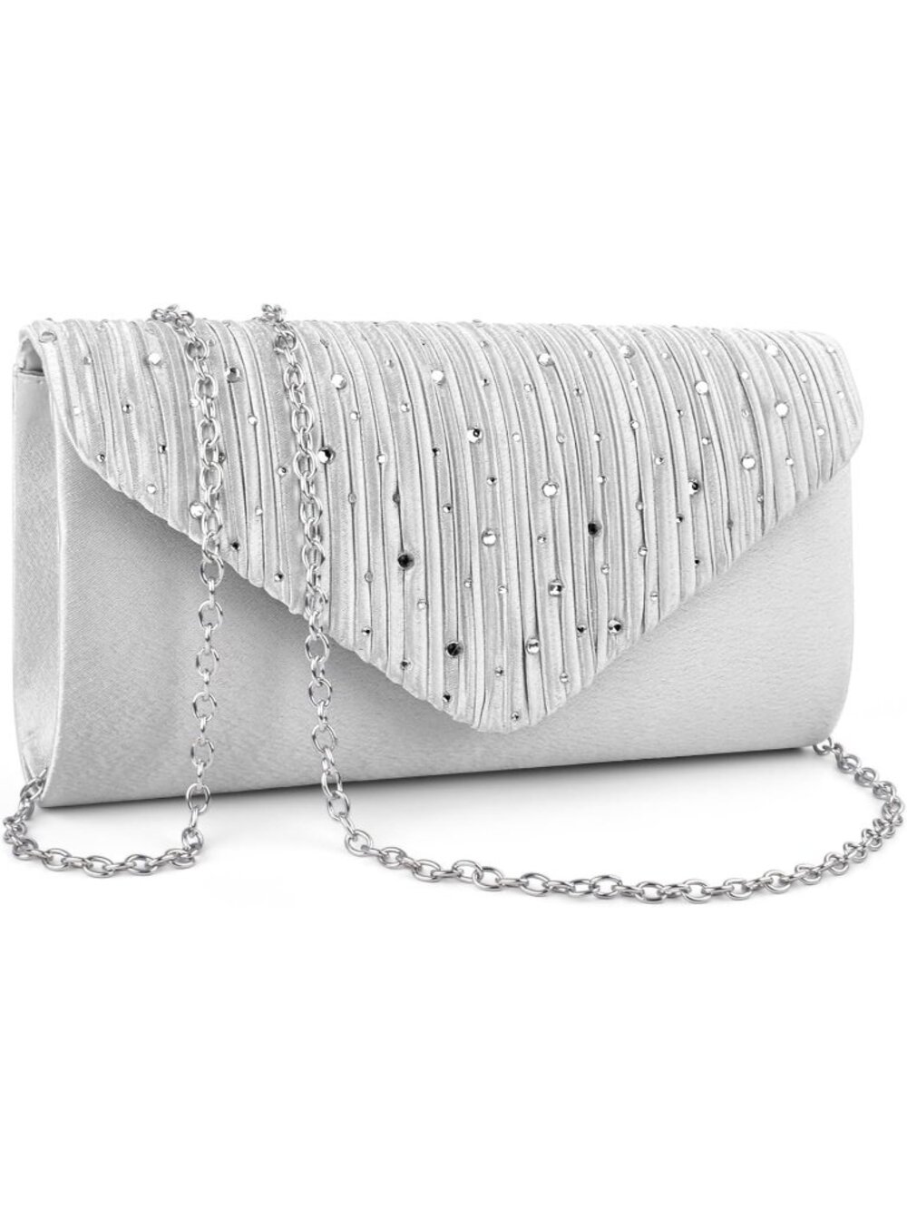 〽️ Women's Silver Evening Clutch Purse Envelope Formal Crossbody Shoulder Bag